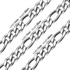 Stainless Steel Cuban Figaro and Wheat Link Necklace in 5 mm or 7 mm Widths - Image 20
