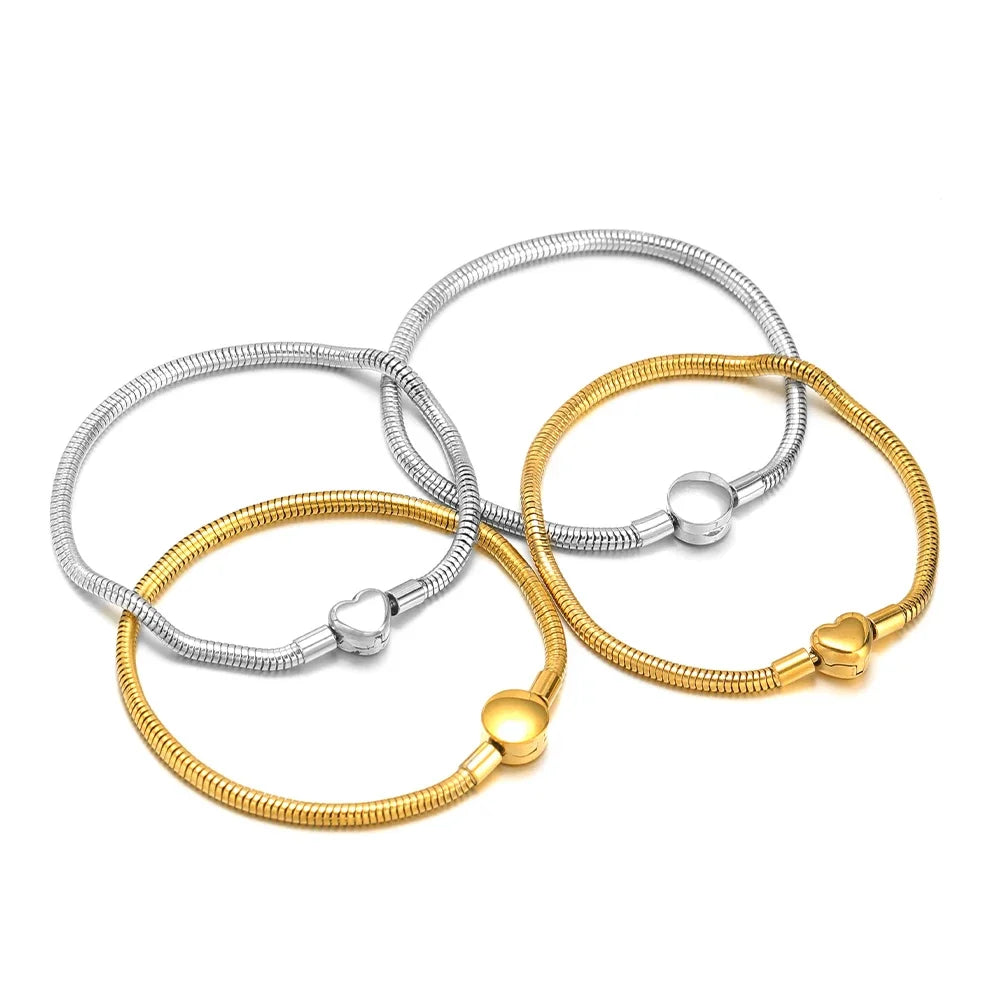 1pc Stainless Steel Classic Snake Bone Chain Ball Bangle for Women Men Cuff Chain Link Bracelet Charm Jewelry Gifts - Image 1