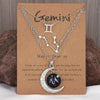 3 Pieces/Set Zodiac Retro Moon Glow Pendant Necklace Set with Birthstone Cards, Birthday Gift for Besties and BFFs - Image 14