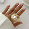 Geometric Irregular Hollow Pearl Opening Adjustable Rings for Women Jewelry Minimalist Accessories Support - Image 8