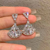 Unique Design Geometric Fan Hollow Pendant Stud Earrings for Women Shiny Light Temperament Girl Party Jewelry - Image 4