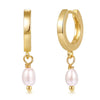Eavva Women Pearl Dangle Earrings Gold Plated Hoops Fresh Water Pearl Earring With Silver Post Jewelry - Image 1