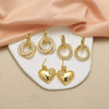 Dainty Clear Crystal Round Earrings For Women Gold Plated Hoop Heart Dangle Earrings CZ Jewelry Gifts - Image 3