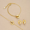 4Pcs/Set Gold Color Stainless Steel Crystal Necklace Bracelet Earrings for Women Interlocking Circles Roman Numbers Jewelry Sets - Image 2