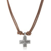 Retro Cross Pendant Necklace Simple Alloy Rope Leather Necklace Handmade Craft Braided Cross Necklace Unisex - Image 1