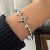 Silver Retro Bracelet for Women Geometric Handmade Blue Zircon Star Shape Simple Bracelet Birthday Gift - Image 6