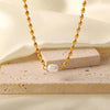 316L Stainless Steel Vintage Fake Round Pearl Beads Chain Necklace Bracelet Single Pearl Pendant Jewelry Set for Party - Image 7