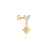 Silver 1pc Water Drop Zirconia Tassel Chain Two Stud Earrings For Women Hypoallergic Jewelry - Image 21