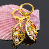 Women's Shiny Colorful Zircon Drop Earrings Multicolor Stone Leaf Rose Gold Color Charming Dangle Earring Jewelry - Image 2