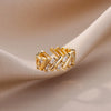 Zircon Bar Rings For Women Gold Plated Stainless Steel Bar Opening Ring Wedding Aesthetic Jewelry - Image 2