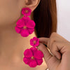 Women Fuchsia Flower Drop Earrings Gold Plating White Fuchsia Spray Big Flower Dangle Earrings Holiday Bridal Earrings - Image 1