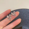 Y2K Bowknot Zircon Stud Earrings for Women Korean Silver Color Pink Crystal Personality Earring Girl Party Jewelry Gifts - Image 5