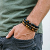 3Pcs/Set Men Natural Tiger Eye Lava Rock Beaded Bracelets Matte Black Onyx Stone Strand Bracelet For Man Yoga - Image 5