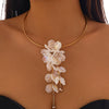 Ingemark Creative Punk Torques Chain Necklace Women Wed Bridal Elegant White Flower Hanging Drop Earrings Wed Bridal Jewelry Set - Image 7
