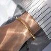 Women Gold Color Stainless Steel Cuff Bracelet, Chic Jewelry Wristband Plain Slip Bangle, Stacking Bracelet Gift to Young Girls - Image 1