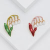Enamel Suzuran Pearl Flower Brooches for Women Plant Pins Friends Party Gifts Banquet Jewellery Accessories - Image 4