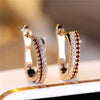 Female Red Zircon Stone Clip Earrings Charm Gold Color Wedding Jewelry For Women - Image 1