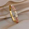 Stackable Stainless Steel Bracelet Bangle Women Boho Enamel Dripping Oil Flower Cuff Bracelet Hand Jewelry - Image 2