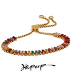 Colorful Bling Cubic Zirconia Chain Stainless Steel Pull-out Bracelet Bangle Jewelry Party Gift - Image 1