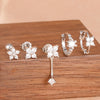 5PCS/10PCS Stainless Steel Zircon Flower Stud Earrings Sets For Women Four Leaf Grass Hoop Earring Daily Wear Jewelry - Image 4