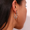 Simplified Casting Wave V-shaped Stainless Steel Women's Earrings Daily Women's Jewelry - Image 3
