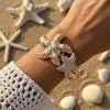 Elegant Enamel Flower Open Cuff Bracelet For Women Gold Plated Metal Pink White Blue Floral Bangles Beach Party Vacation Jewelry - Image 13