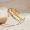 Textured Stainless Steel Open Cuff Bangle in Gold-Tone or Silver-Tone - Image 4