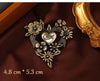 Pearl Accent Heart Brooch with Metal Floral Details - Image 15
