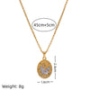 Stainless Steel Painted Butterfly Dragonfly Pomegranate Snake Oval Diamond Necklace with Gold Plating - Image 5