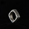 HX Silver Color Men's Ring Retro Square Round Pangu Personality Domineering Handmade Ring Jewelry Accessories - Image 1