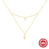 Silver Star Pendant Necklace For Women Gold Triangular Geometry Flower Inlaid Zircon Layered Jewelry - Image 12