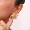 Street Exaggerated Ray Fan-shaped Earrings Unique 316L Stainless Steel Jewelry Gold Plated Women's Earrings Gift - Image 5