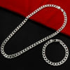 Special Offer Silver Classic 6MM Geometry Chain Bracelet Necklaces Jewelry Sets For Women Party Wedding - Image 1