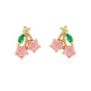 Fruit Charm Huggie Earrings with Colorful Stone Accents - Image 15