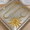 Stainless Steel Necklace Vintage Chic Sun Shaped Pendant Stainless Steel Collarbone Chain Gold Jewelry Gift - Image 6