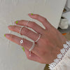 Silver Color Flower Ball Long Tassel Chain Adjustable Pull Ring for Women Index Finger Ring Jewelry - Image 3