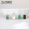SUNIBI Classic Stainless Steel Square Tags Cards Charm Pendant Man Women DIY Keychain Necklace Charms Jewelry