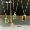 SUNIBI Classic Stainless Steel Square Tags Cards Charm Pendant Man Women DIY Keychain Necklace Charms Jewelry