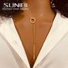 SUNIBI  Stainless Steel Necklace for Woman Personality Infinity Cross Pendant Gold Color Necklaces on Neck Women Jewelry