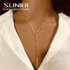 SUNIBI  Stainless Steel Necklace for Woman Personality Infinity Cross Pendant Gold Color Necklaces on Neck Women Jewelry
