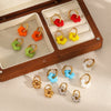 Colorful Small Flower Stainless Steel Charms Earring Gold Plated Circle Ear Buckle Hoop Earrings Jewelry for Women - Image 2
