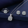 Square Zircon Crystal Earring Necklace Ring 3 Piece Set for Women Silver Color Princess Bride Wedding Banquet Jewelry Set - Image 2