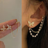 Korean Elegant Cute Rhinestone Butterfly Stud Earrings For Women Girls Metal Chain Jewelry Gifts - Image 1