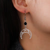 Crescent Triple Moon Goddess Dangle Earrings Stainless Steel Black Crystal Pentagram Amulet Wicca Earring Witch Jewelry - Image 4