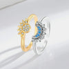 Sun and Moon Open Ring Adjustable Overlapping Wear Rings for Women Girls CZ Finger Jewelry Gifts - Image 2