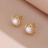 Vintage Pearl Pendant Necklaces Earrings For Women Female Daily Wear Stainless Steel Jewelry Set Girls Party Gift - Image 5
