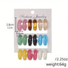 9Pairs Colorful Hook Earrings Set Bohemian Texture C Shape Earrings Beach Vacation Ideal Choice For Gifts Women’s Jewelry - Image 6