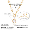 Heart Water Drop and Oval Stone Pendant Necklace in Gold Tone - Image 9