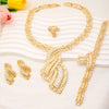 Dubai Gold Plated Jewelry Sets Women Middle East Necklace Zircon Pendant Bracelet Earrings Ring Wedding African Bridal - Image 2