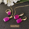 Oval Purple Crystal Fusion Stone Back Is Crystal Stone Necklace Earrings Rings Jewelry Set Elegant Women's Jewelry - Image 12